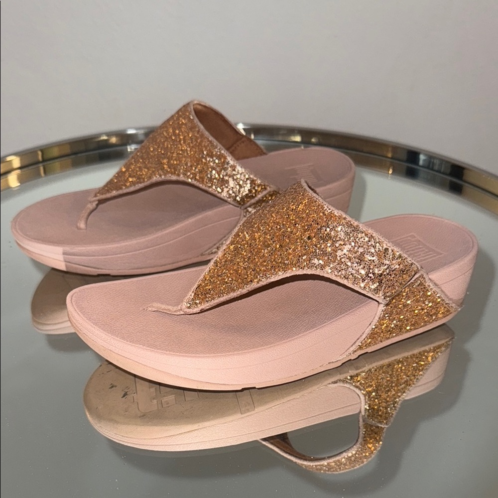 Fitflop Gold and Pink Glitter Sandals